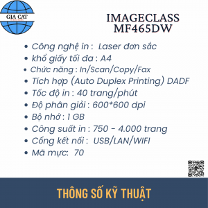 Thông Số Kỹ Thuật MF465dw